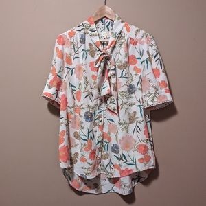 Kate Spade Floral Tie Neck Top
